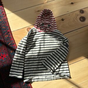 Saint James sz 8 mixed stripe hooded long sleeve shirt